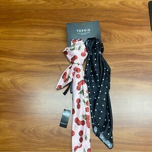 Torrid Cherry and Polka Dot Scarf Set - Pink and Black